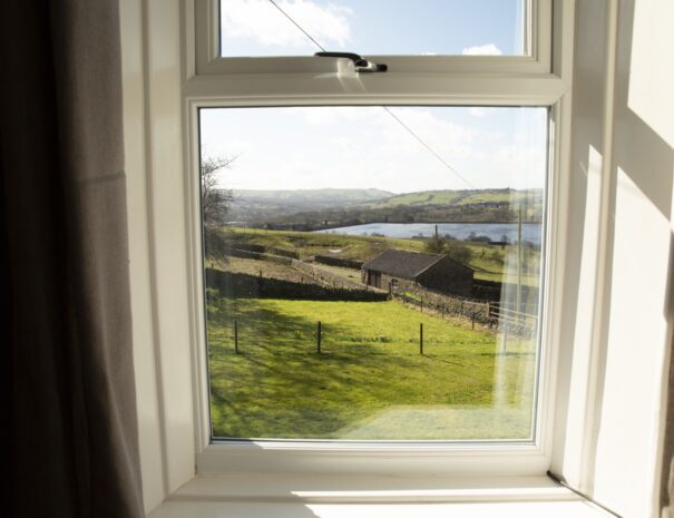 Reservoir view from holiday cottage