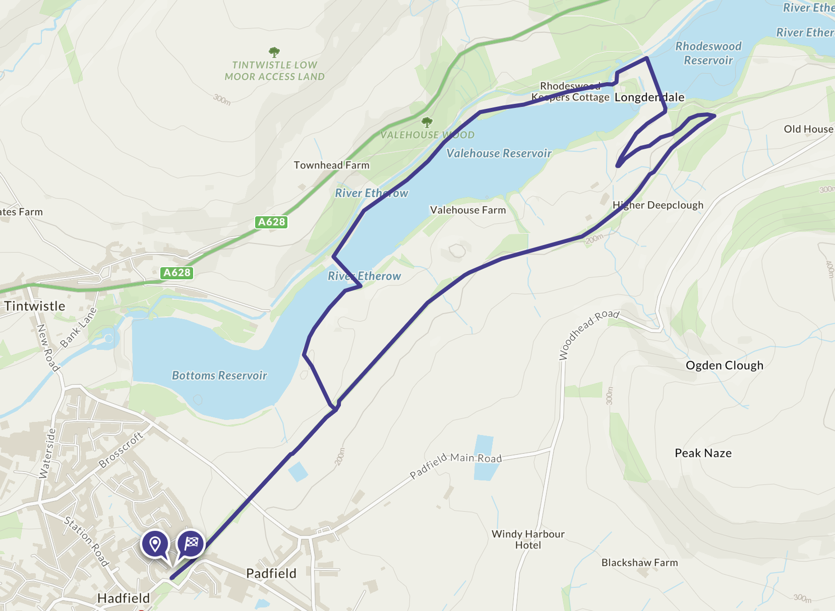 Longdendale Trail map medium