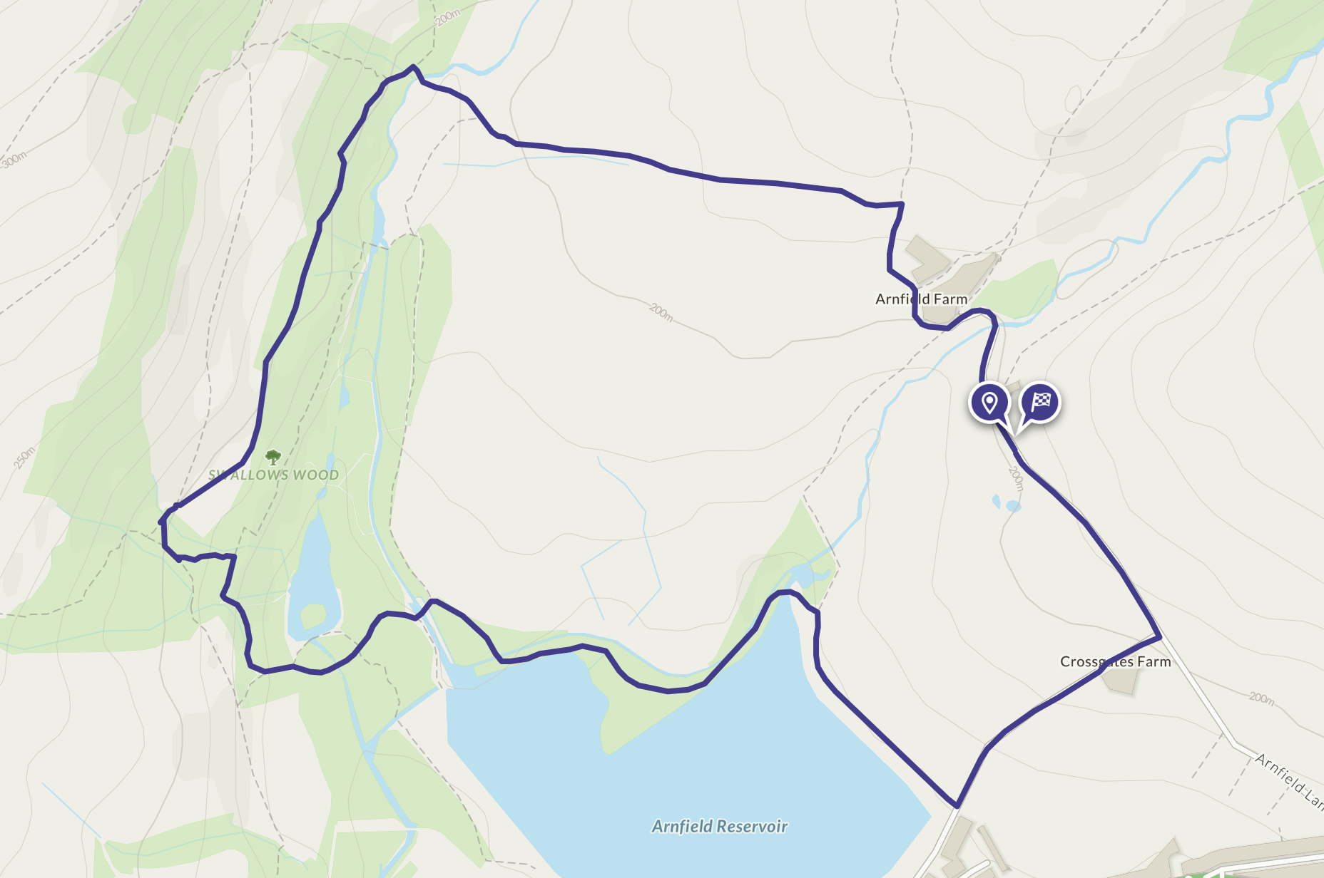 Swallows Wood Peak District Walk map